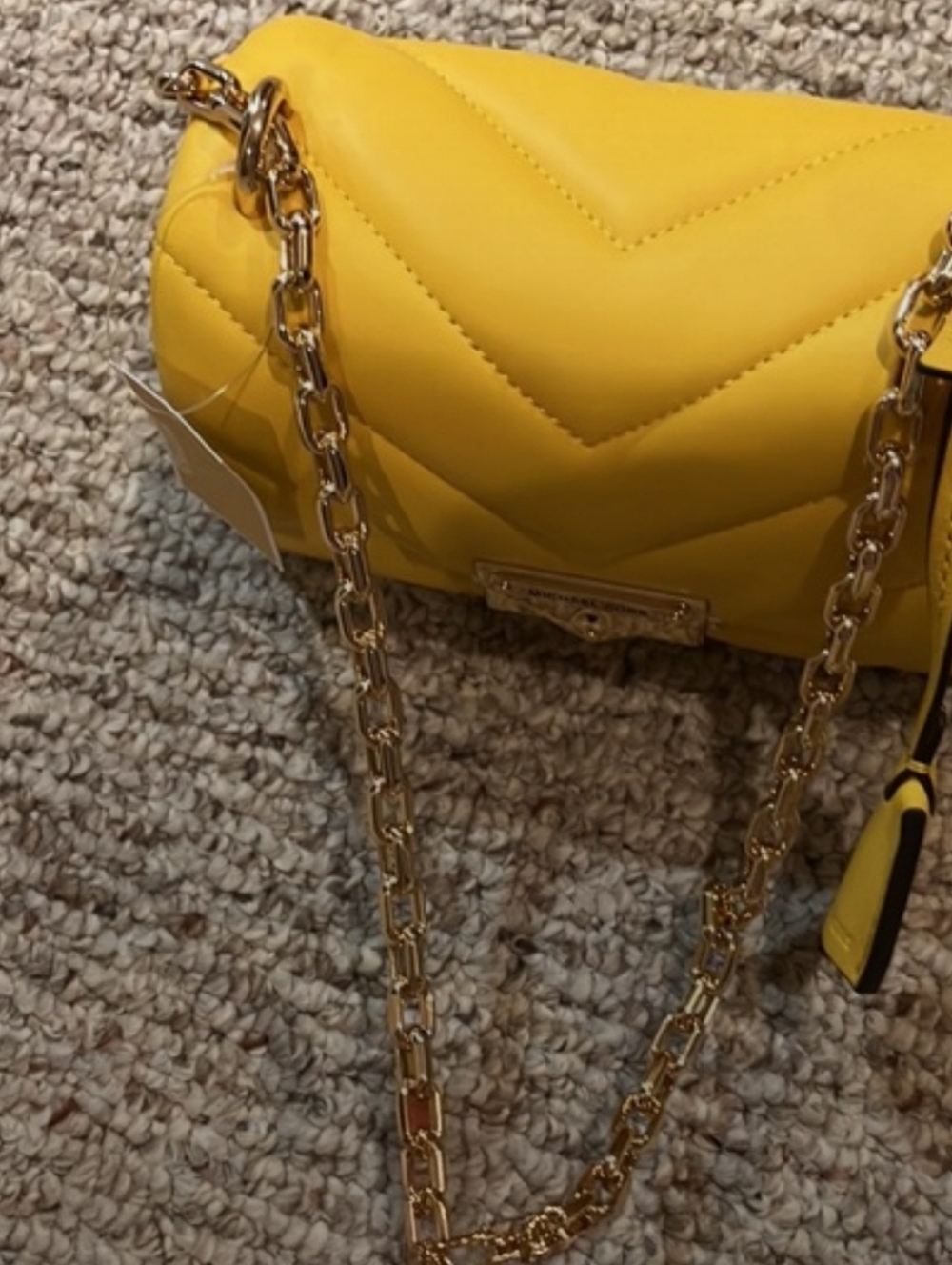 Michael Kors Yellow Quilted Leather Crossbody with Gold Chain - Picture 5 of 7
